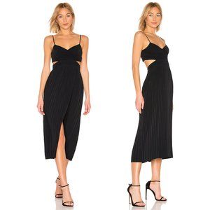 NWT A.L.C. Sienna Surplice Cut Out Midi Cocktail Dress Midnight Black 2